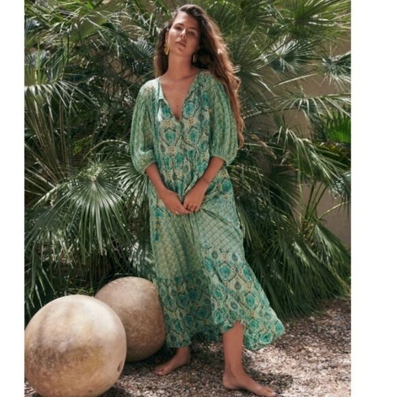 ZARA BOHO PRINTED METALLIC THREAD DRESS - Picture 4 of 4